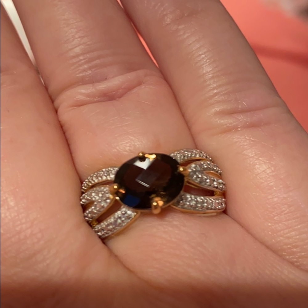 Genuine Smokey Quartz Oval East/West setting Ring - Picture 10 of 10